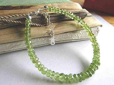 Bracelet péridot, bracelet en argent sterling, pierre de naissance du mois d'août, bracelet
