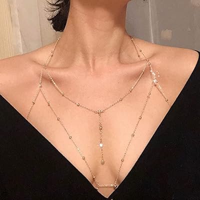 Chaîne de corps superposée en strass javest, chaîne de soutien-gorge festive de plage