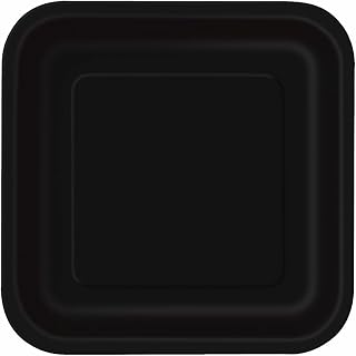Assiette carrée unique, 16 pièces, taille 7 pouces, noir