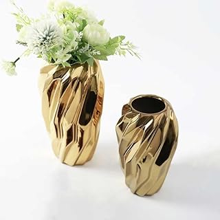 Ensemble de 2 vases tourbillonnants dorés - vase décoratif, céramique, bol, esthétique, moderne