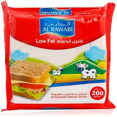 Tranches de fromage faible en gras d'al rawabi, émirats arabes unis, 200 grammes