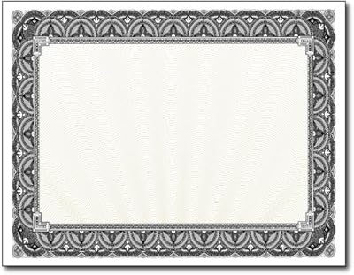 Papier de certificat vierge noir - paquet de 100 - certificats 8,5" x