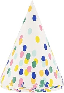 Chapeaux de fête à imprimé confettis en papier hema, 8 pièces, blanc, 14200289