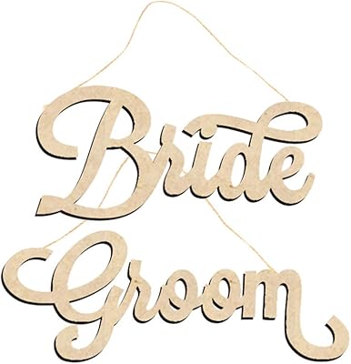 2 pièces bannière de chaise de mariage mariée marié panneau en bois