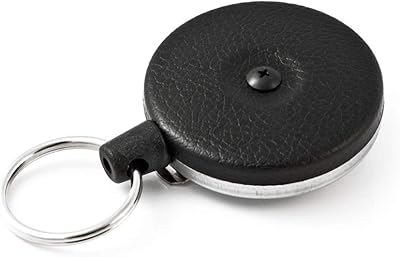 Porte-clés rétractable key-bak original avec clip de ceinture noir sur le devant, boucle