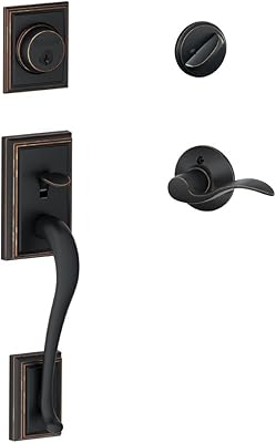 Bouton edison à barillet unique schlage avec levier gauche, bronze antique