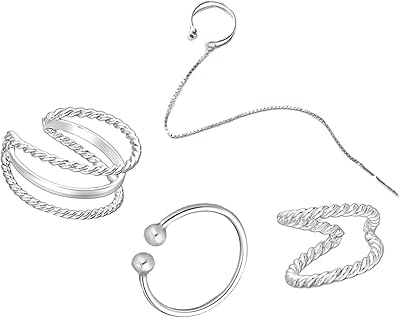 Ensemble de boucles d'oreilles sans piercing en argent sterling 925 pour femmes