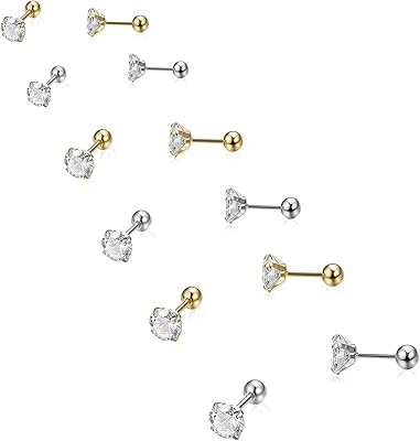 6 paires de boucles d'oreilles en titane hypoallergéniques pour femmes filles et hommes