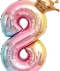Ballon numéro 8, ballons décoratifs pour fête d'anniversaire d'enfant, ballons en aluminium à couronne numérique (8). Diaytar : Qualité professionnelle, prix grand public