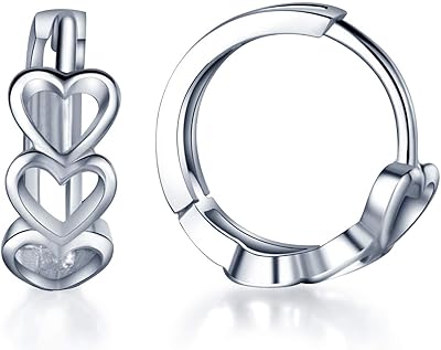 Boucles d'oreilles créoles en argent sterling 925 avec motif cœur uni pour femmes