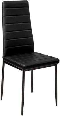 Ensemble de chaises de salle à manger modernes en cuir noir parsons, chaise