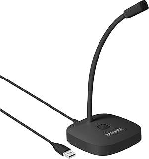 Microphone usb de bureau promate microphone omnidirectionnel hd avec col de cygne