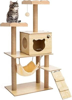 Tour à chat moderne pour chats d'intérieur, maisonnette pour chat à plusieurs niveaux