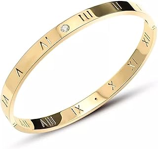 Bracelet en acier inoxydable plaqué or 18 carats avec inscription romaine, bijoux à
