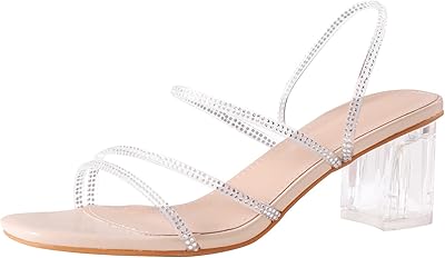 Sandales à talons hauts épais pour femmes, sandales à enfiler à bride transparente