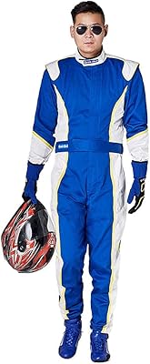 Combinaison de course une pièce classée sfi, conception ergonomique, bleu, s