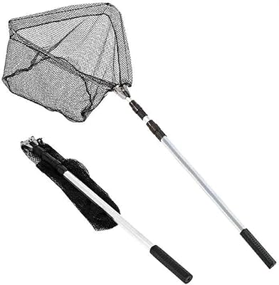 Filet de pêche pliable, avec bâton pliable et extensible, filet de pêche
