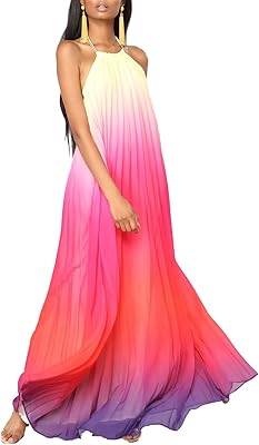 Robe longue plissée décontractée sans manches pour femmes, dos nu, ample, à plusieurs