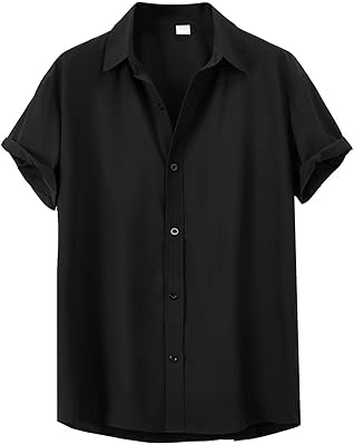 Chemise d'été à manches courtes de couleur unie pour hommes, vêtements coréens, col