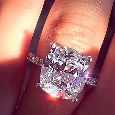 Bague de mariage classique à quatre griffes en zircone cubique blanche, diamant carré