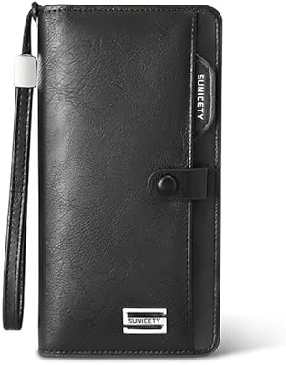 Goodrun petit sac à main pour homme, portefeuille en cuir véritable, long