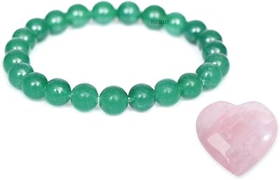 Bracelet richra en aventurine verte avec cœur gonflé, quartz rose, pierre naturelle, collection