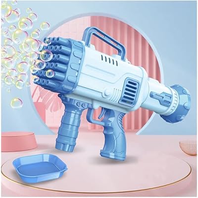 Jouet pistolet à bulles bazooka portable de grande capacité avec 32 trous (bleu)