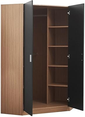 Étagère de rangement spacieuse pour grande armoire d'angle 2 portes en chêne