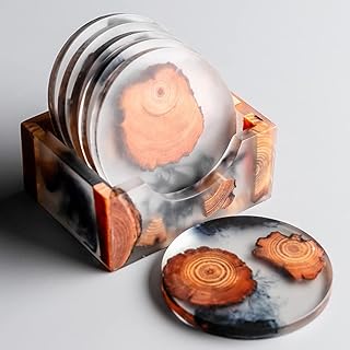Ensemble de 6 sous-verres en bois époxy chivoco, sous-verres en bois de cèdre