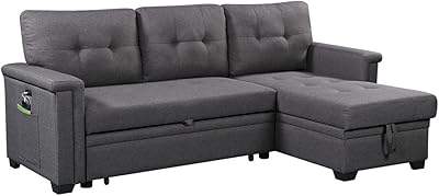 Canapé sectionnel réversible lilola home avec chaise de rangement et poche