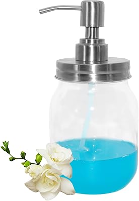 Distributeur de savon en pot mason verre transparent épais 16 oz avec pompe