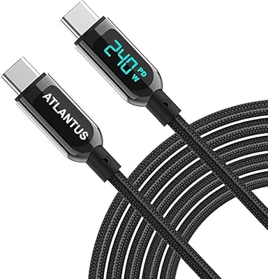 Câble usb c 2 c atlantus 240 w 8k, power display 4.0, câble