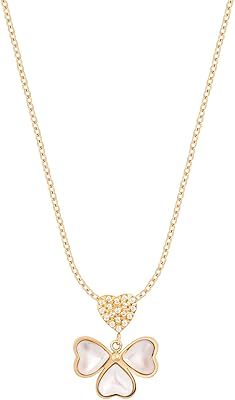 Collier mode femme en acier inoxydable trèfle coeur, 4 pierres semi-précieuses, or, pierre