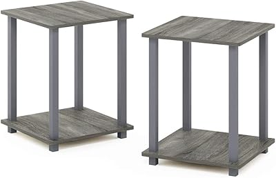 Table d'appoint frono simple design 12127gyw/gy, lot de 2, chêne français gris