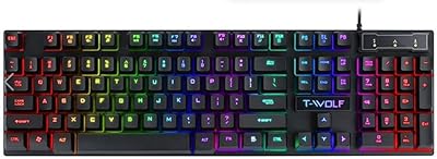 Clavier filaire t-wolf t20 avec sensation mécanique 104 touches rvb pleine taille
