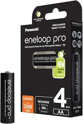 Batteries rechargeables panasonic eneloop ni-mh pro, 4 aa 1,2 v 2500 mah