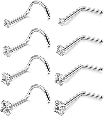 Boucles d'oreilles à nez rond en acier chirurgical hypoallergénique serties de diamants