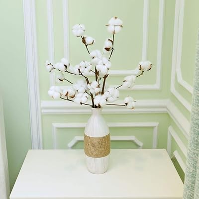 Tiges et branches de coton naturellement séchées de style ferme yatai vase rustique