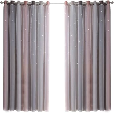 Rideaux occultants à motif d'étoiles pour enfants, filles, chambre à coucher, salon, rideaux