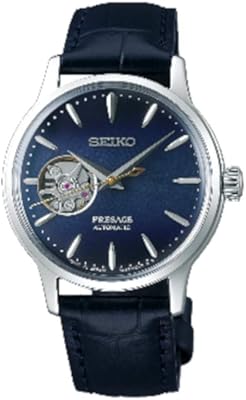 Montre analogique presage avec bracelet en cuir et cadran bleu pour femme