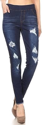 Jean capri stretch à enfiler pour femme avec poignets et poches