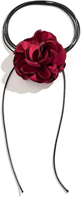 Collier ras du cou fleur camélia long collier en velours pour femmes filles