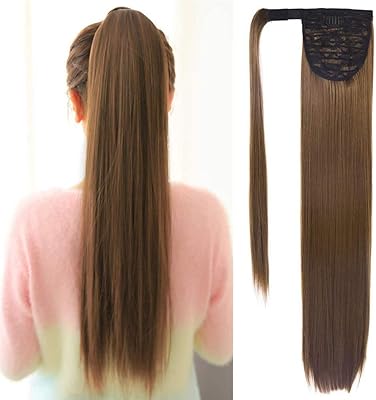 Extension de cheveux queue de cheval castoyve avec cheveux longs et raides enveloppants