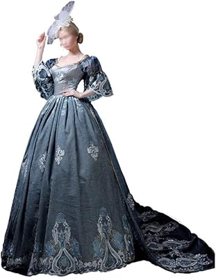 Wzhzj déguisement victorien médiéval broderie robe rococo fête d'anniversaire robe de bal costume