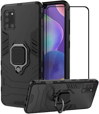 Coque samsung galaxy a31 second spring avec protecteur d'écran en verre trempé, coque