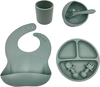Ensemble d'alimentation pour bébé, ensemble de 7 pièces en silicone pour l'auto-alimentation, l'apprentissage
