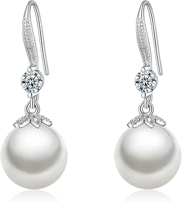 Boucles d'oreilles pendantes en argent sterling 925 hypoallergéniques avec perles d'eau douce, boucles