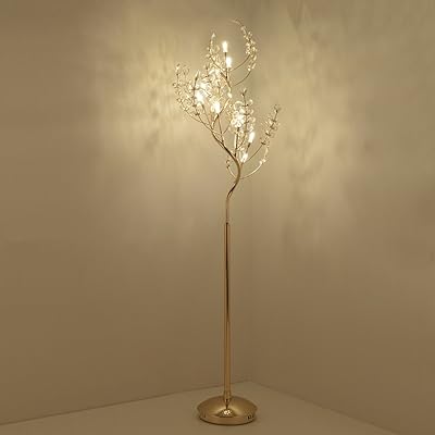Lampadaire led en cristal, tronc unique, conception pelle à arbre, hauteur 68", lampe