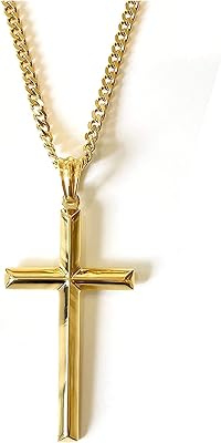 Collier pendentif croix en or 18 carats pour hommes femmes 5 mm