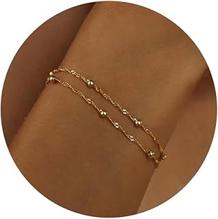 Bracelets en or élégants pour femmes, bracelet multicouche plaqué or 14 carats, bracelets